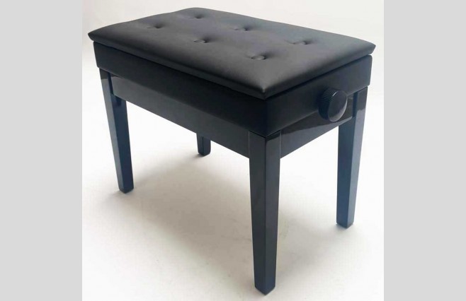 Steinhoven DX16PE "Staccato" Polished Ebony Adjustable Height Piano Stool With Storage - Image 1